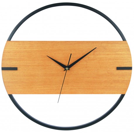 zegar śc.DESIGN,śred.40X3,5cm,kol.czar+drewno-MC
