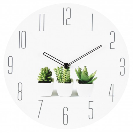 zegar ścienny PLANT, średn.30cm, kol.BIAŁY-MC