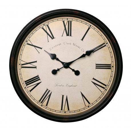 Zegar ścienny VINTAGE, śr. 50 cm, kol. brąz-kre-MC