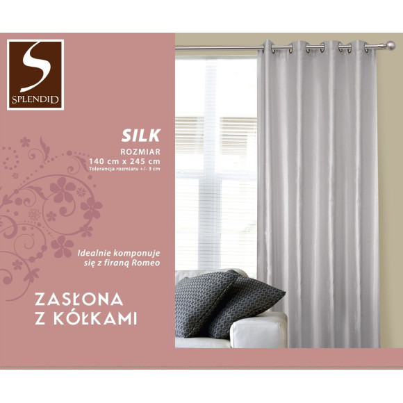 Zasł z kółkami SILK rozm140/245cm kol róż pudrowy