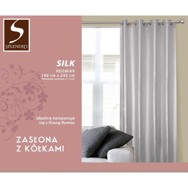 Zasł z kółkami SILK rozm140/245cm kol róż pudrowy