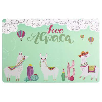 Podkładka ALPACA, 44x28cm,miętowe tło+lama+kaktusy