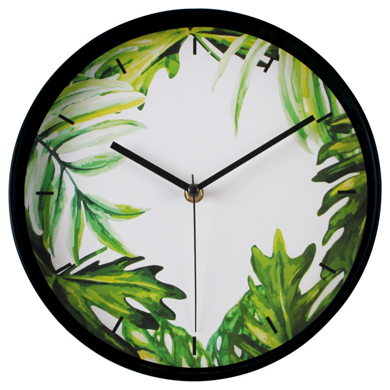 Zegar ścienny GREENERY śr.25 cm ziel-bia-MC