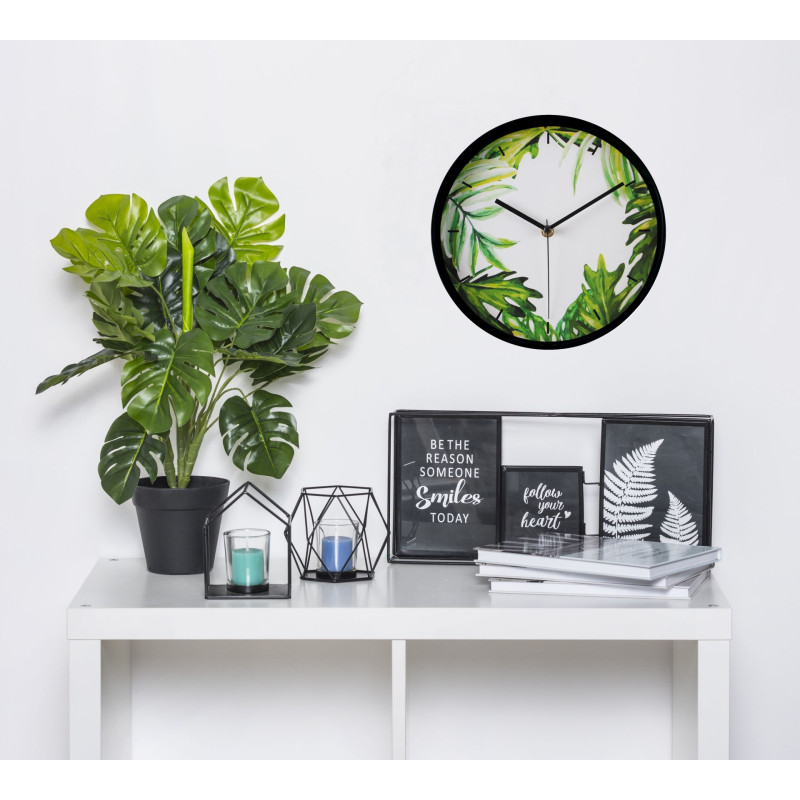 Zegar ścienny GREENERY śr.25 cm ziel-bia-MC