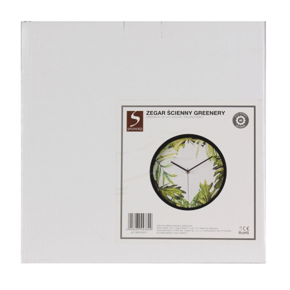 Zegar ścienny GREENERY śr.25 cm ziel-bia-MC