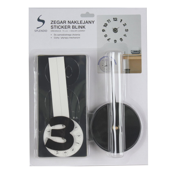 Zegar naklejany STICKER BLINK, średnica 75 cm, kolor cza  - mechanizm cichy  - 5908262431950