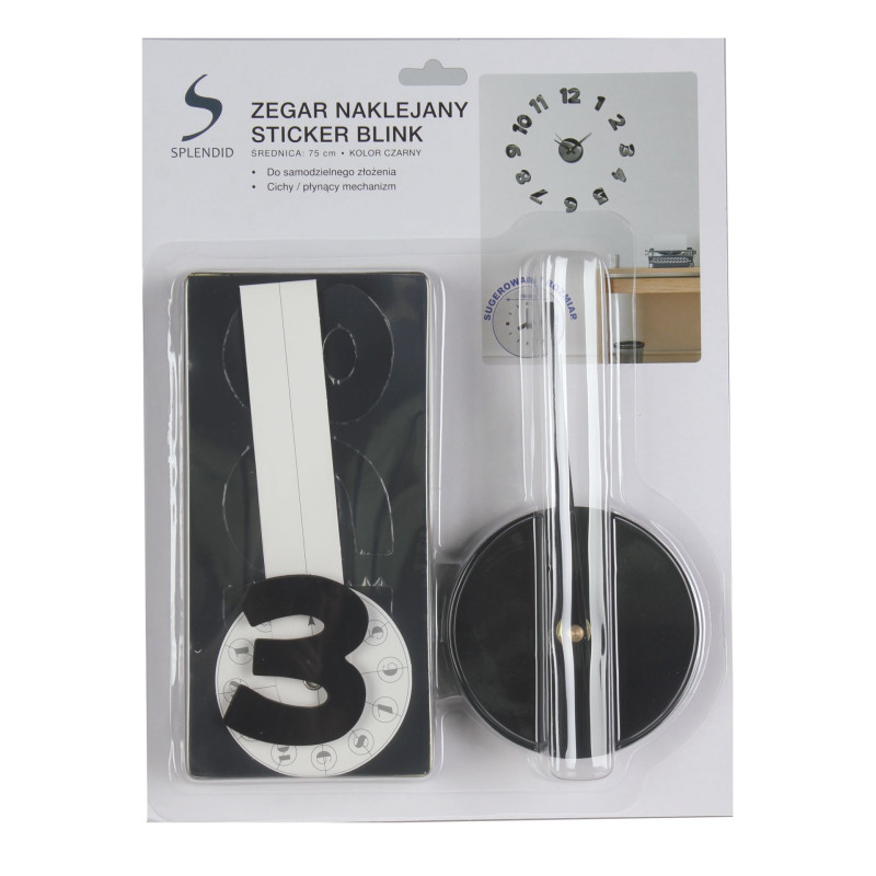 Zegar naklejany STICKER BLINK, średnica 75 cm, kolor cza  - mechanizm cichy  - 5908262431950