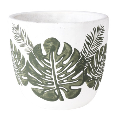 Osłonka MALTE cement, 15x15x14cm, BI + LIŚCIE MONSTERA - 5908262446879