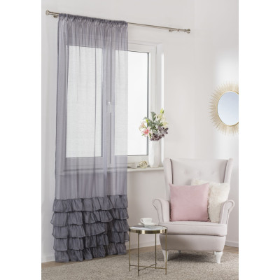 Firana z taśmą FRIVOLI 140x250 cm, kolor szary - 5908262411785