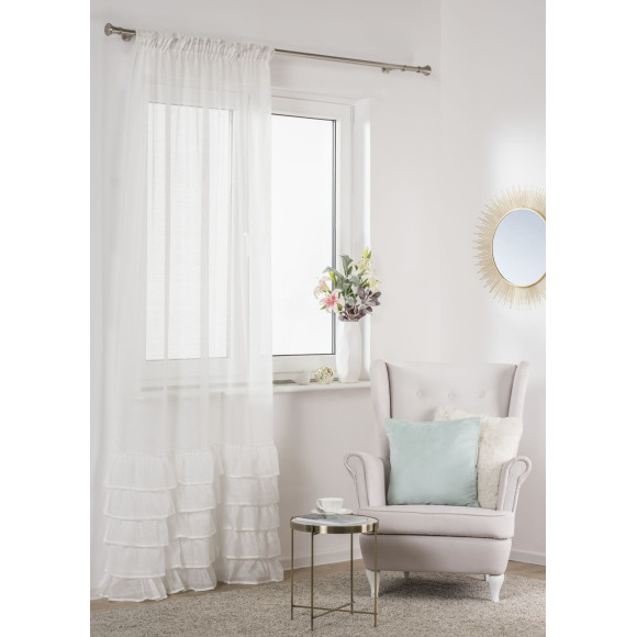 Firana z taśmą FRIVOLI 140x260 cm, kolor off white - 5908262440730
