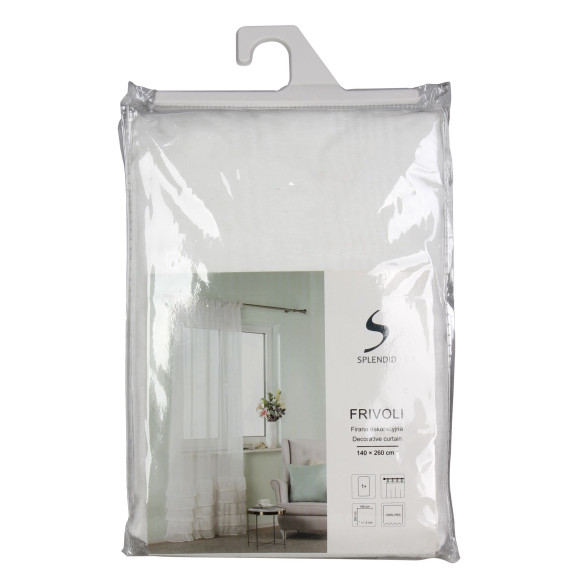 Firana z taśmą FRIVOLI 140x260 cm, kolor off white - 5908262440730
