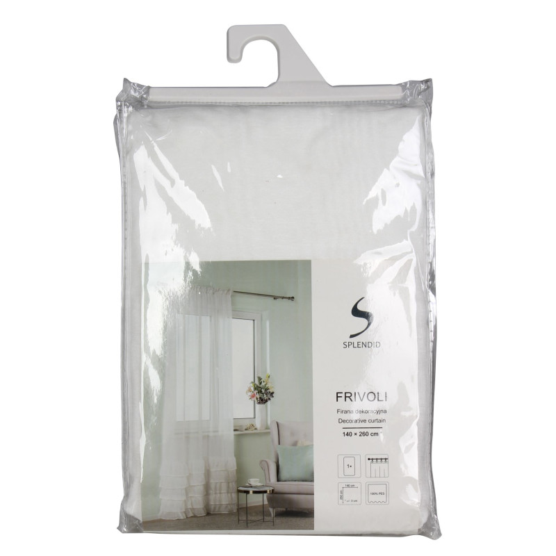 Firana z taśmą FRIVOLI 140x260 cm, kolor off white - 5908262440730