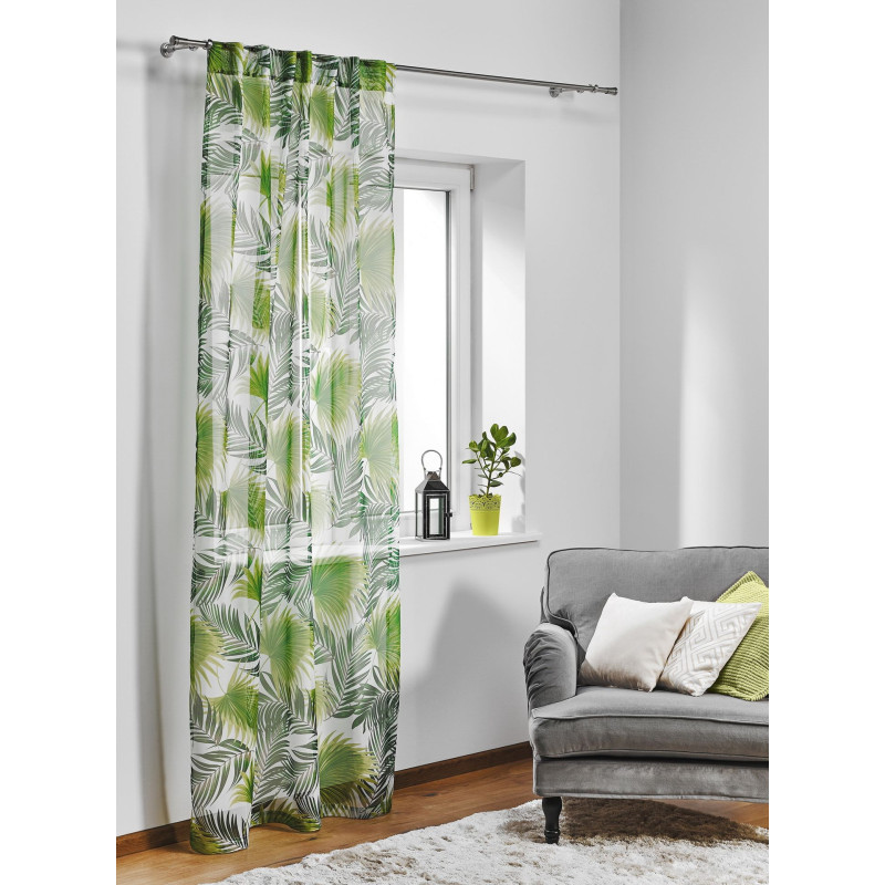 Firana z ukrytymi patkami PALMAS 140x260cm, kol. zielony - 5908262465290