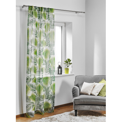Firana z ukrytymi patkami PALMAS 140x260cm, kol. zielony - 5908262465290
