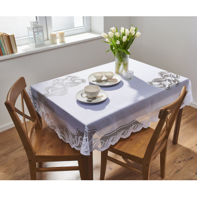 Obrus żakardowy VEGA rozm 110x150 cm kolor biały - 5900386935581