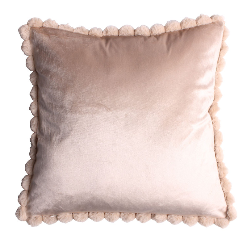 Poszewka GENTIL 45x45 cm, kol. beżowy pompony, futerko - 5903754821264