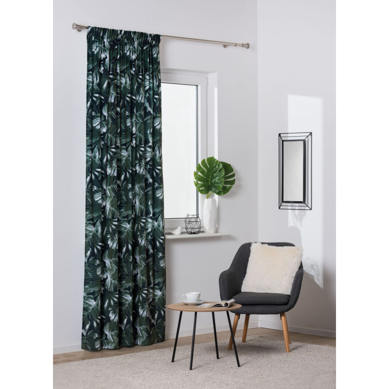 Zasłona z kółkami CALATEA 140x250 cm, kolor zielony - 5903754816147