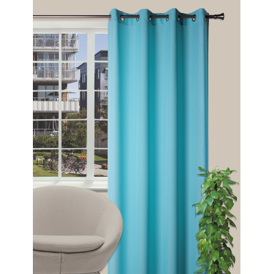 Zasłona z kółkami OXFORD 140x250 cm kolor turkusowy - 5908262489449