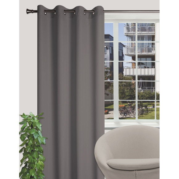 Zasłona z kółkami OXFORD 140/260 cm kol. ciemnoszary - 5908262422118