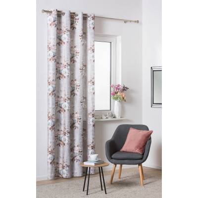 Zasłona z kółkami PEONY 140/260 cm, kol.szary - 5903754802102
