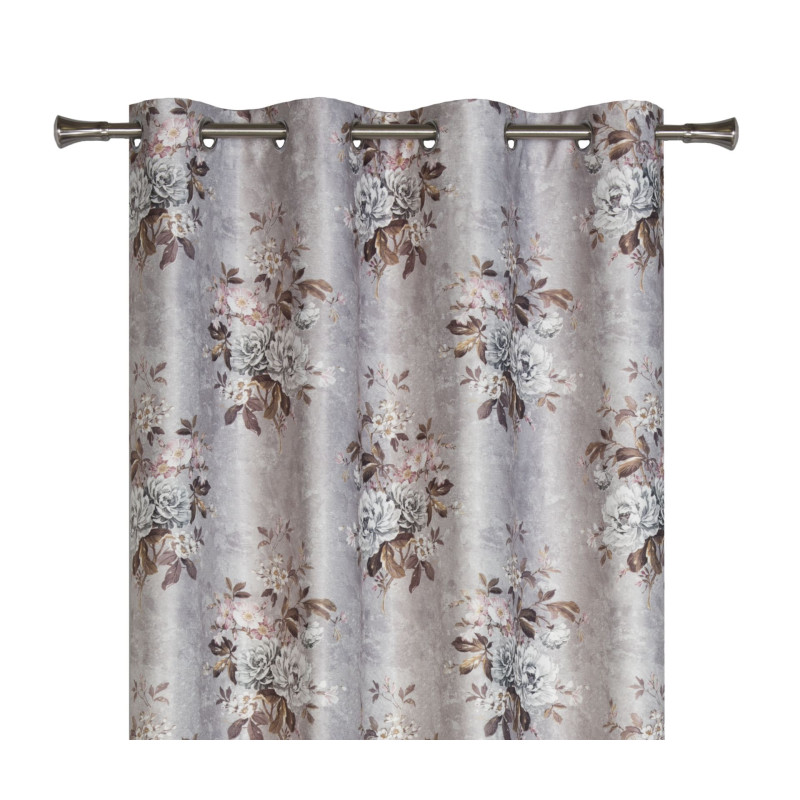 Zasłona z kółkami PEONY 140/260 cm, kol.szary - 5903754802102