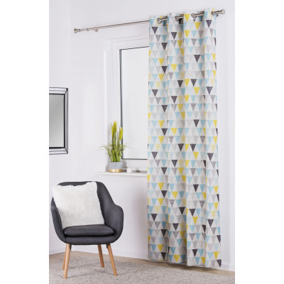 Zasłona z kółkami PICOS, 140x245cm, kolor nieb/żółty - 5908262459602