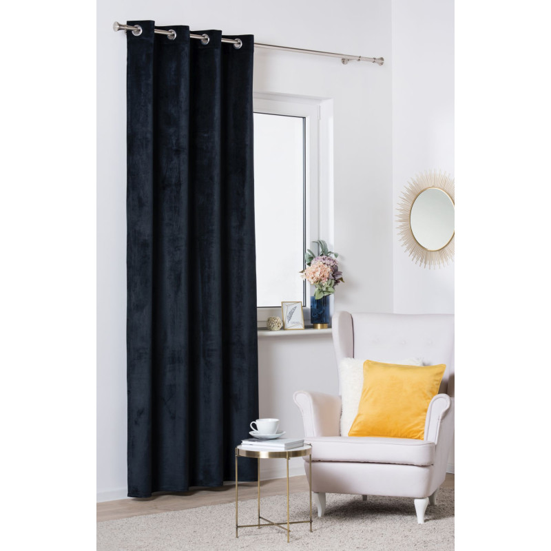 Zasłona z kółkami VELVET 140x260 cm, kol. czarny - 5903754801549