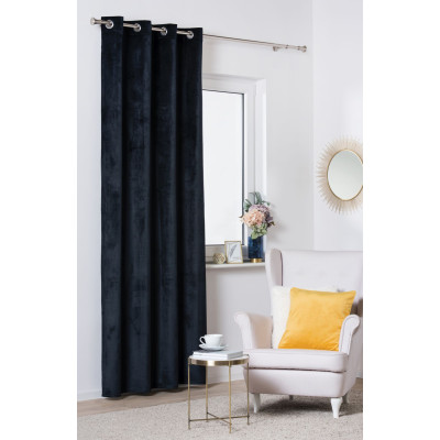 Zasłona z kółkami VELVET 140x260 cm, kol. czarny - 5903754801549