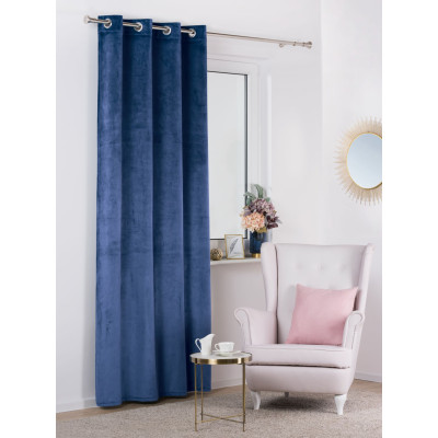 Zasłona z kółkami VELVET 140x260cm, kolor granatowy - 5908262469618