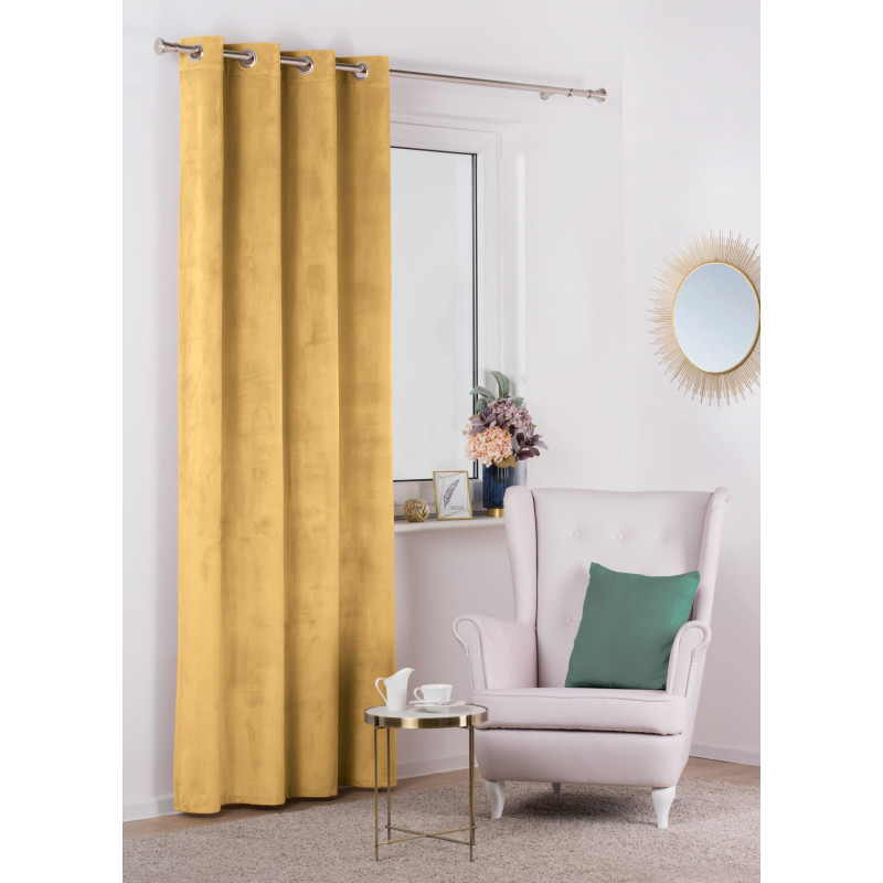 Zasłona z kółkami VELVET 140x260cm, kolor muszardow - 5908262444684