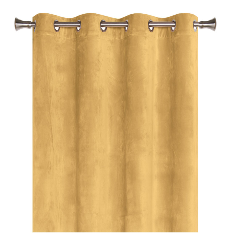 Zasłona z kółkami VELVET 140x260cm, kolor muszardow - 5908262444684