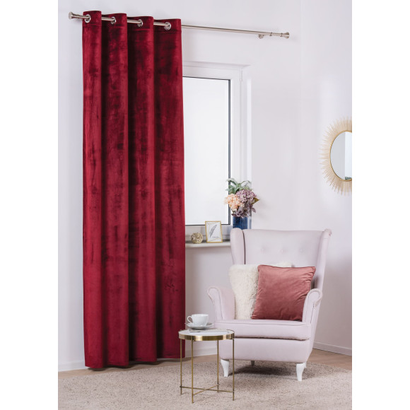 Zasłona z kółkami VELVET 140x260 rubinowy - 5908262455420
