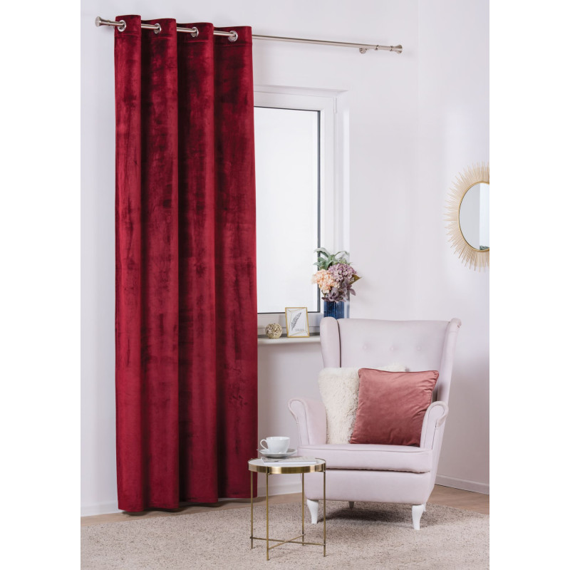Zasłona z kółkami VELVET 140x260 rubinowy - 5908262455420