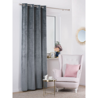 Zasłona z kółkami VELVET 140x260 cm, kolor szary - 5908262447678