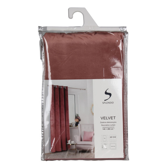 Zasłona z kółkami VELVET 140x260 cm, kolor wrzosowy - 5908262480743