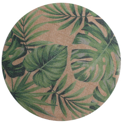 Podkładka ARIDE Boho Juta Liście Monstery Palmy Okrągła 38cm - 5903754816260