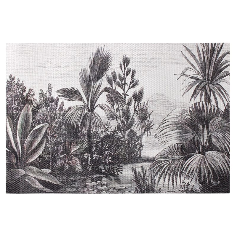 Podkładka ELCHE czarno-biała palmy liście bananowca 45x30cm - 5903754820427