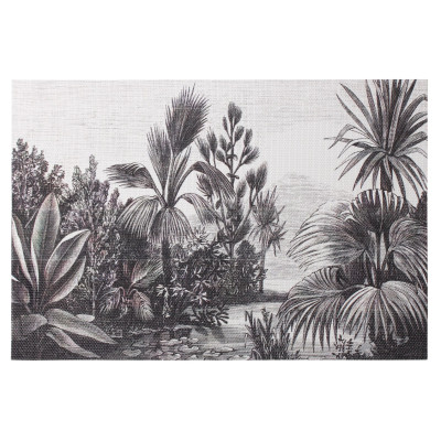 Podkładka ELCHE czarno-biała palmy liście bananowca 45x30cm - 5903754820427
