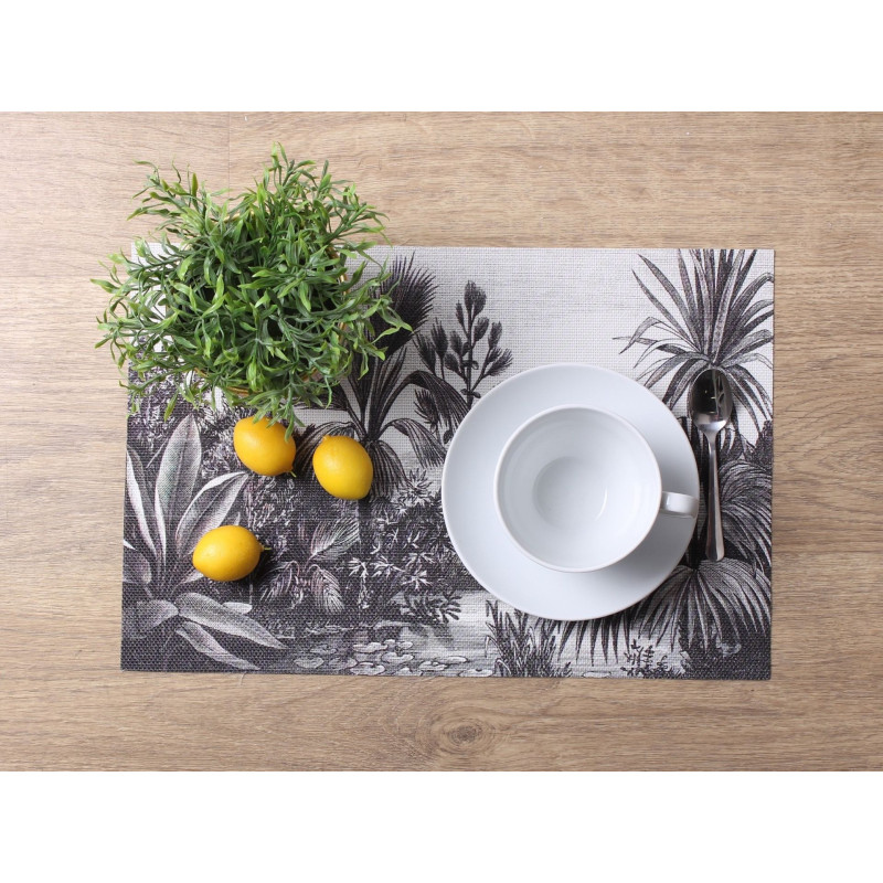 Podkładka ELCHE czarno-biała palmy liście bananowca 45x30cm - 5903754820427