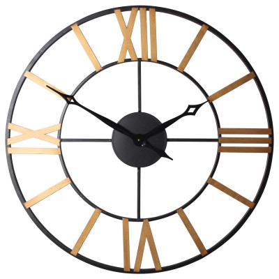 Zegar ścienny Best średnica 78 cm złoty cyfry rzymskie - 5903754816918