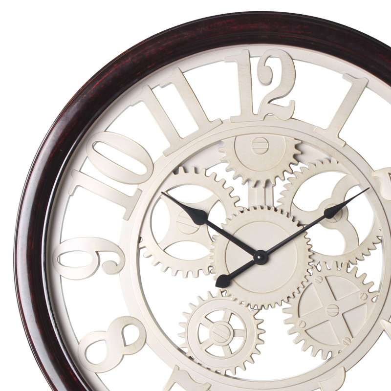 Zegar ścienny BRUNN 59x5 cm cichy mechanizm zębatki brąz beż - 5903754825392