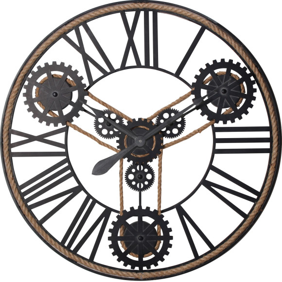 zegar ścienny DELION śr.78x4 cm cichy mechanizm sznur metal cyfry rzymskie - 5903754816925