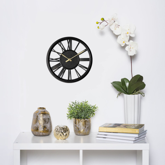 Zegar ścienny Erato śr. 30 cm czarny - 5903754817007