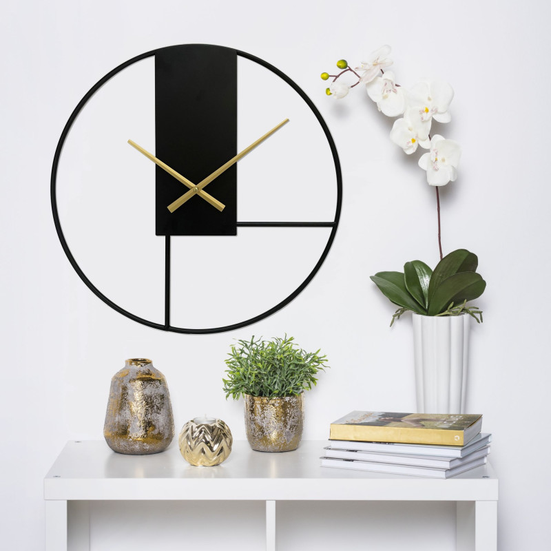 ZEGAR ŚCIENNY CZARNY ZŁOTY SPLENDID TIMO śr. 51 cm - 5903754816529