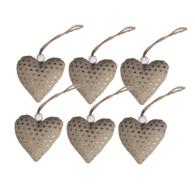 Dekoracja choinkowa serca Heart 6 sztuk 6 cm złote - 5903754814082