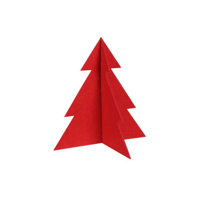 Choinka stojąca filcowa Pine czerwona 14 x 15 cm - 5903754814730
