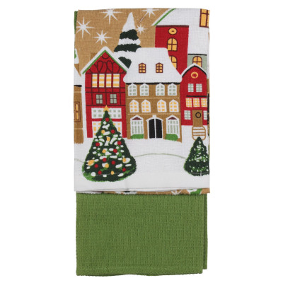 Ręczniki kuchenne świąteczne Domek bawełna 38x64 - 5903754814648