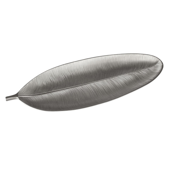 Patera dekoracyjna liść Asuan 27 x 10 cm srebrny mdf - 5903754810718