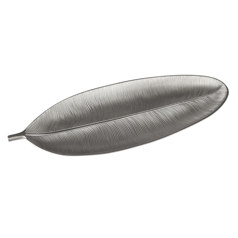 Patera dekoracyjna liść Asuan 27 x 10 cm srebrny mdf - 5903754810718
