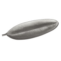 Patera dekoracyjna liść Asuan 27 x 10 cm srebrny mdf - 5903754810718
